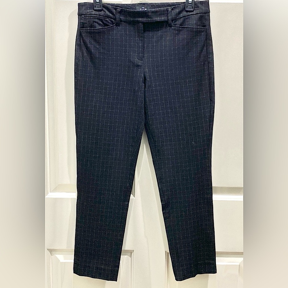 White House Black Market The Slim Ankle Black Plaid SZ 4 Corporate Chic Pants